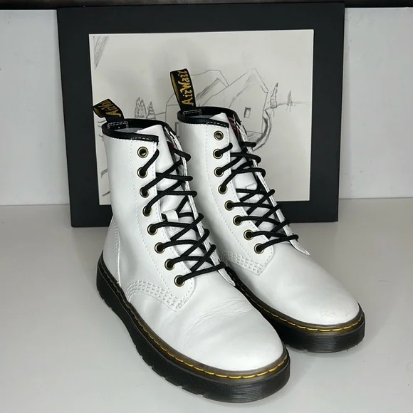Dr. Martens Zavala Combat Boots White Lace Up Leather Sz 9 Mens | 10 Womens Dr Doc Martens Zavala Boots Women main image 4